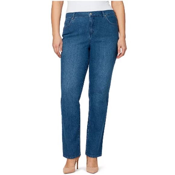 Gloria Vanderbilt Woman 8 Medium Wash "Amanda" Stretch Straight Leg Denim Jeans - Picture 1 of 5
